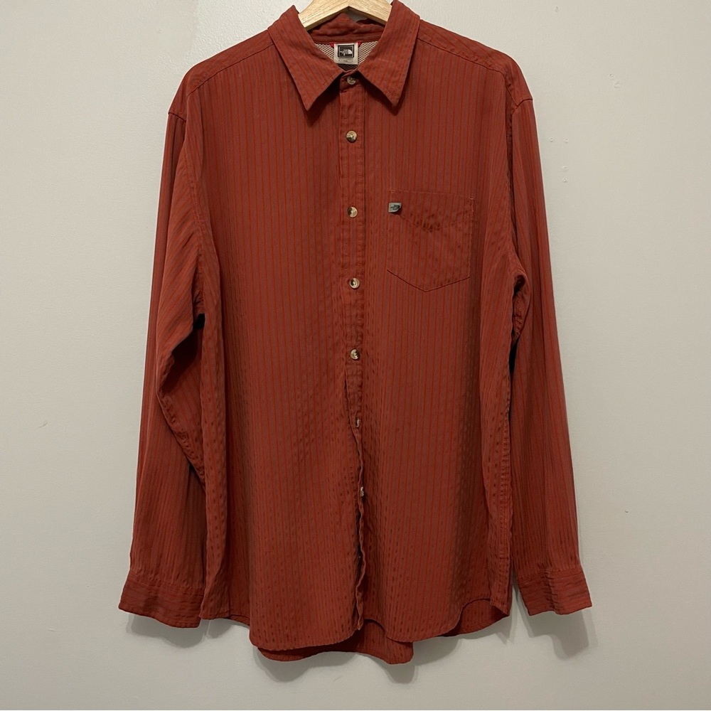 The North Face Men's Shirt Size Large Fine Stripes Rust Colour Chest Pocket